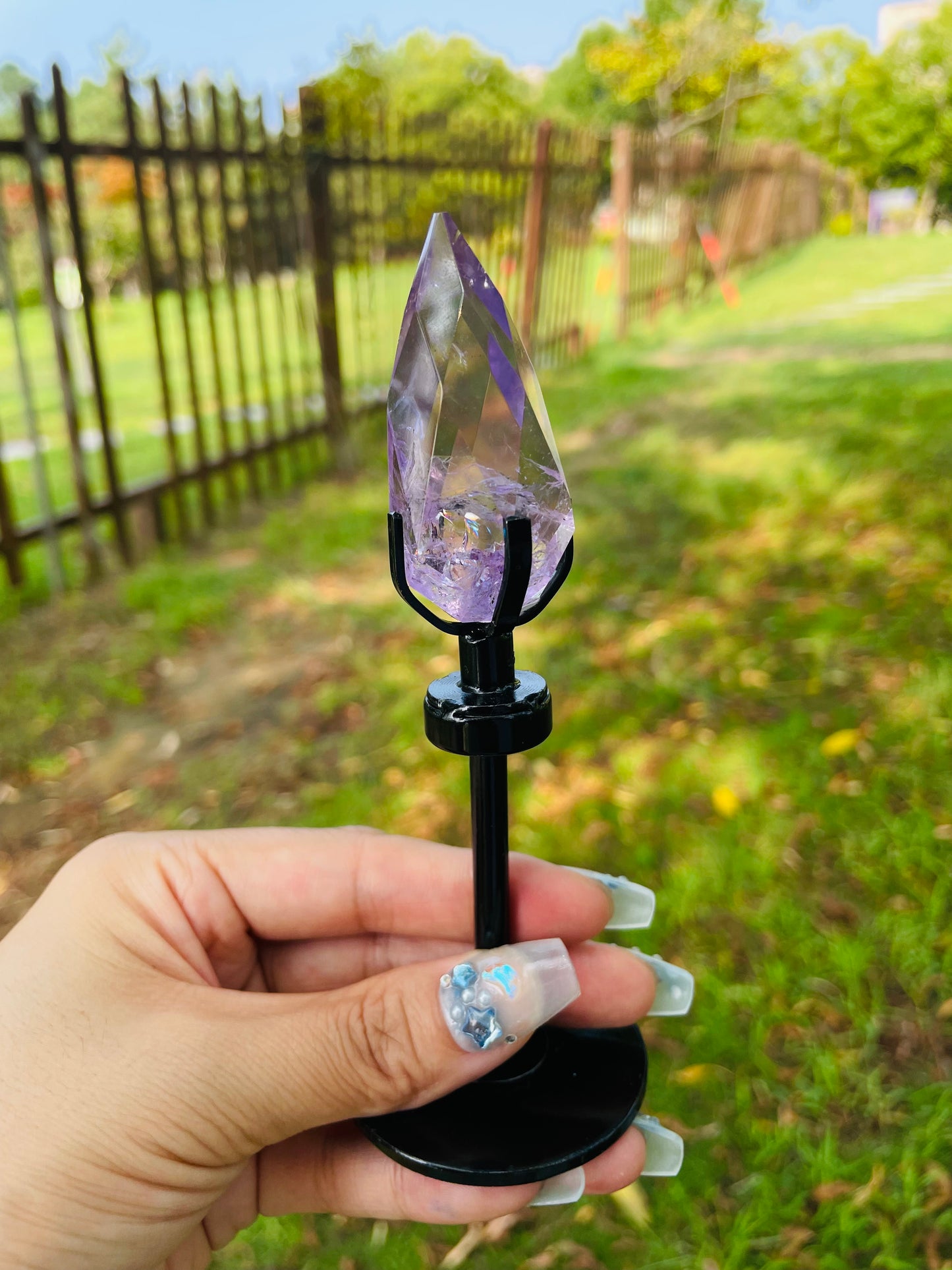 crystal---clear quartz/amethyst spining candle