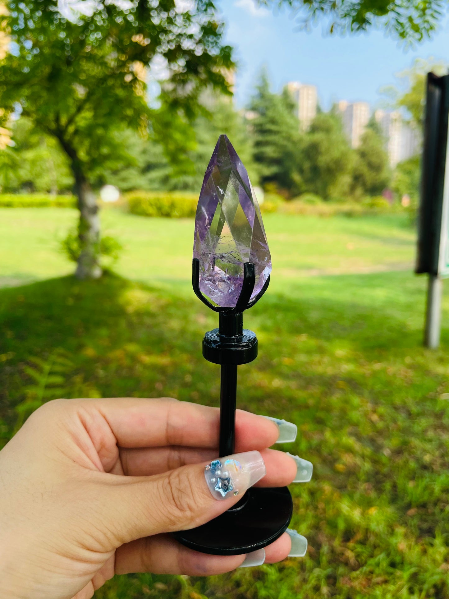 crystal---clear quartz/amethyst spining candle