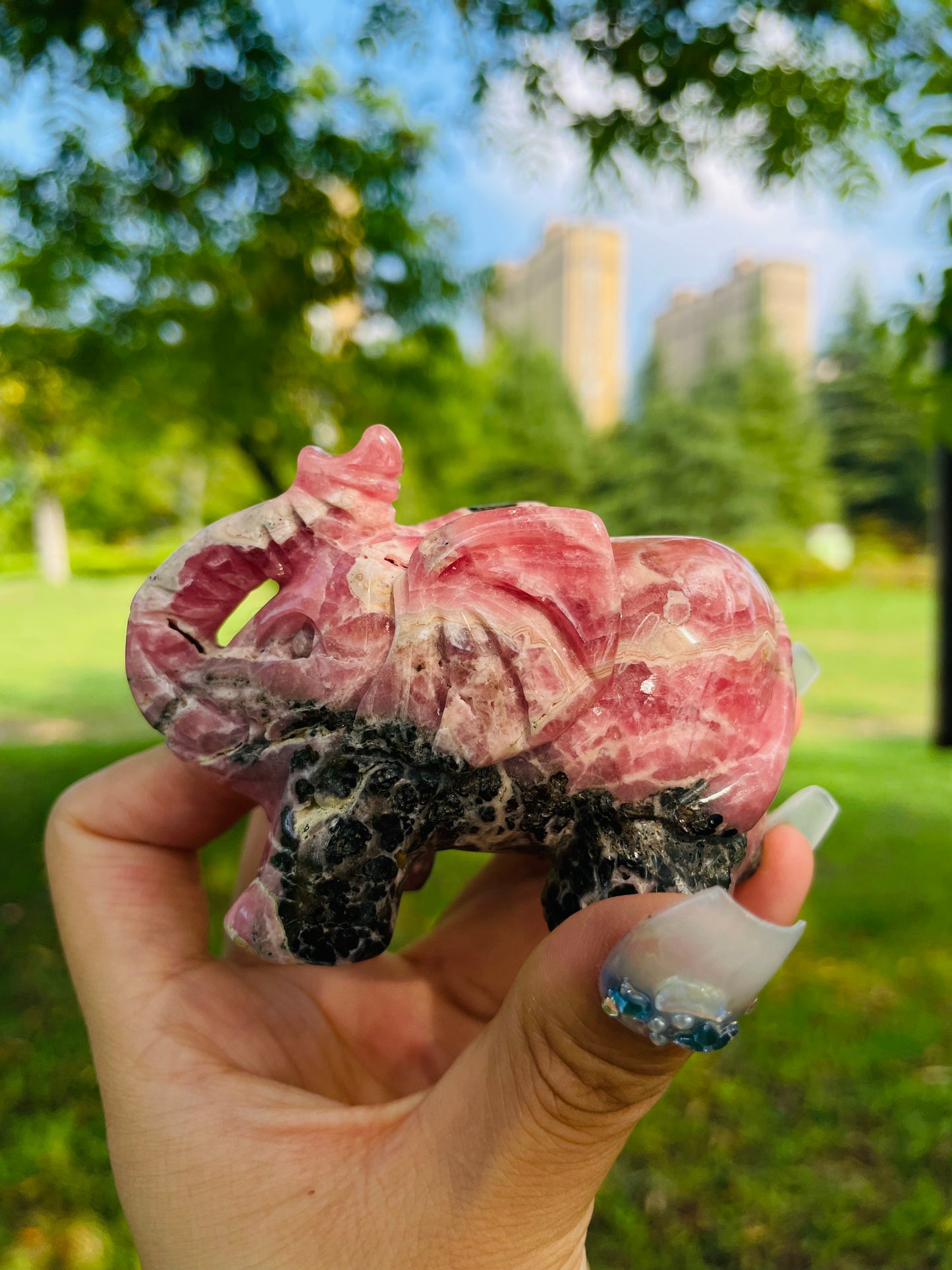 crystal---rhodochrosite elephant