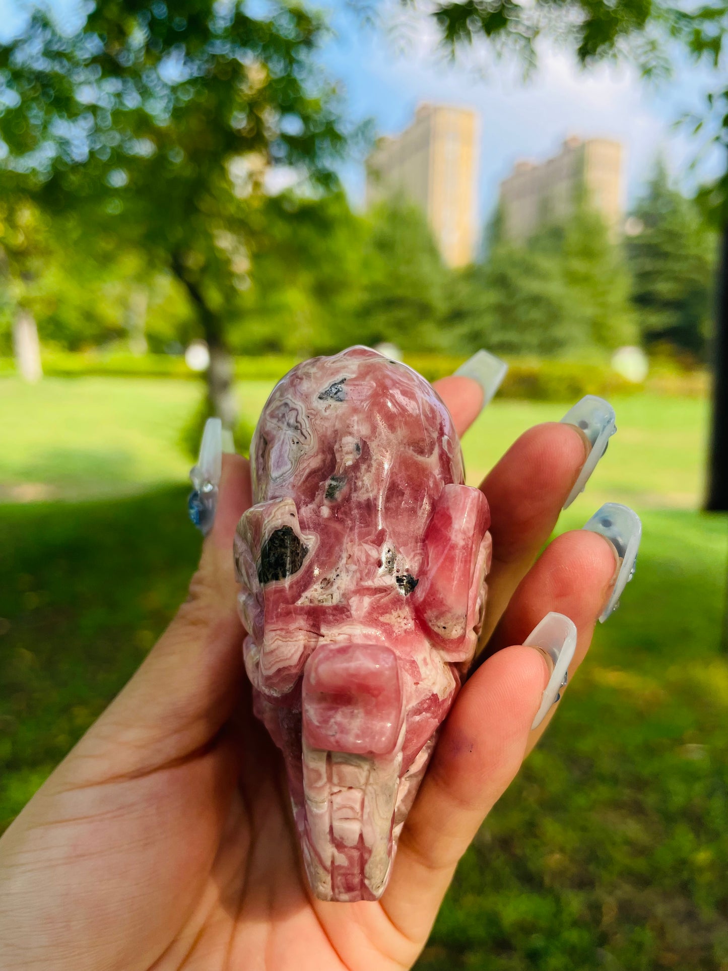crystal---rhodochrosite elephant