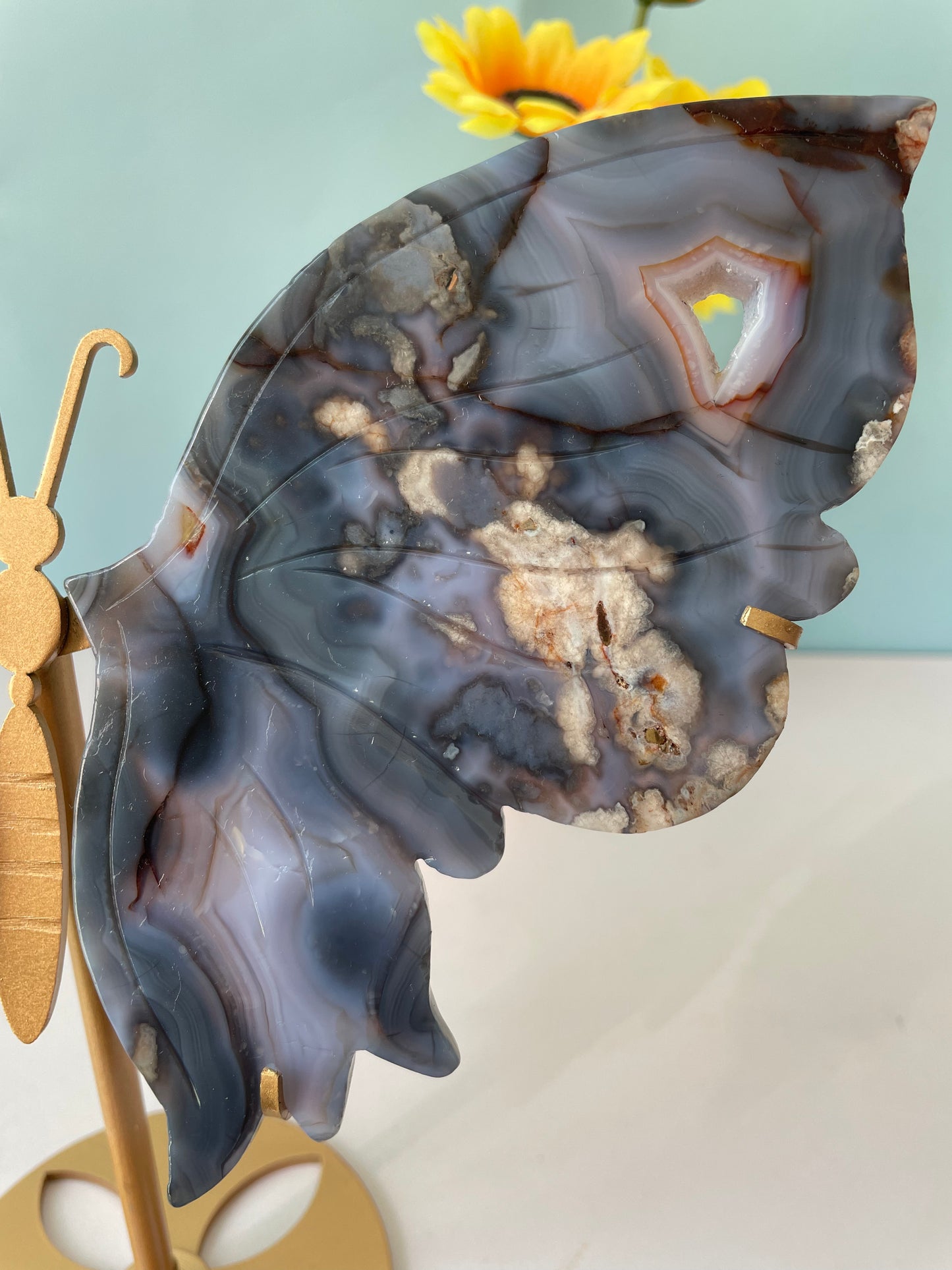 butterfly sculpture made of natural crystal