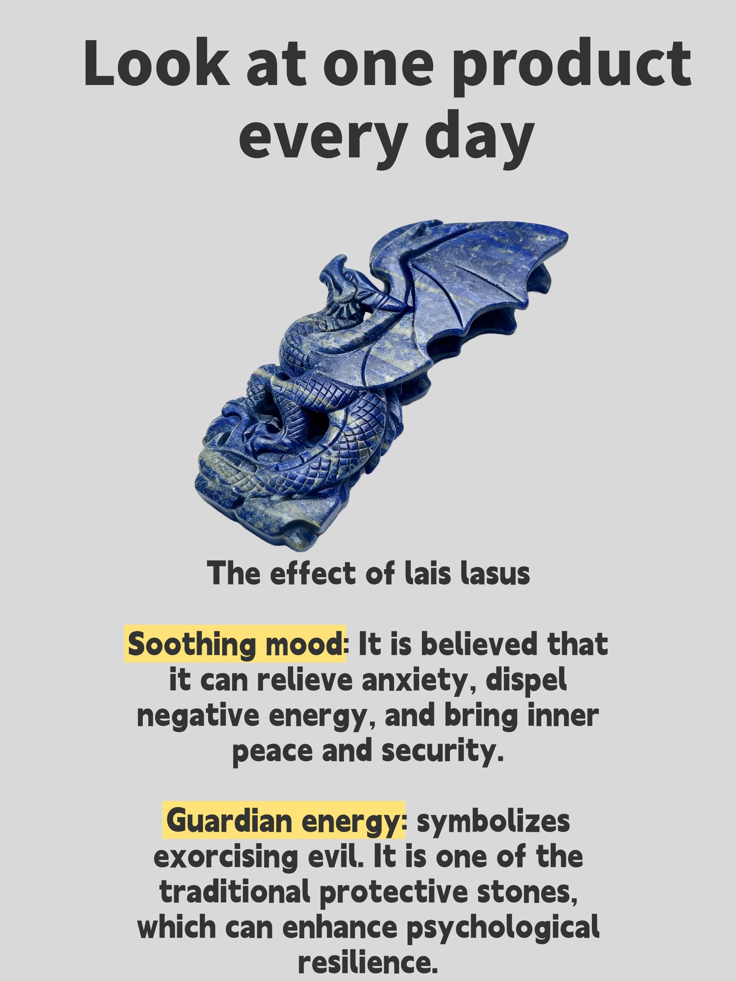 crystal figurine of a flying dragon made of lapis lazuli