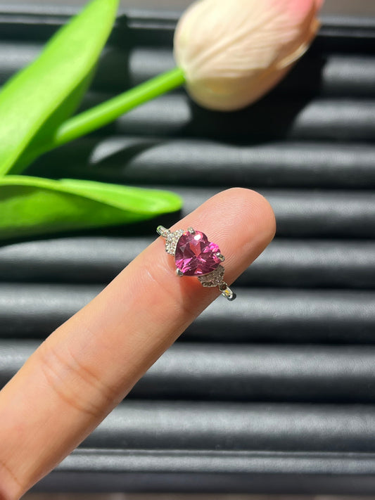 S925:Heart Pink Topaz rings