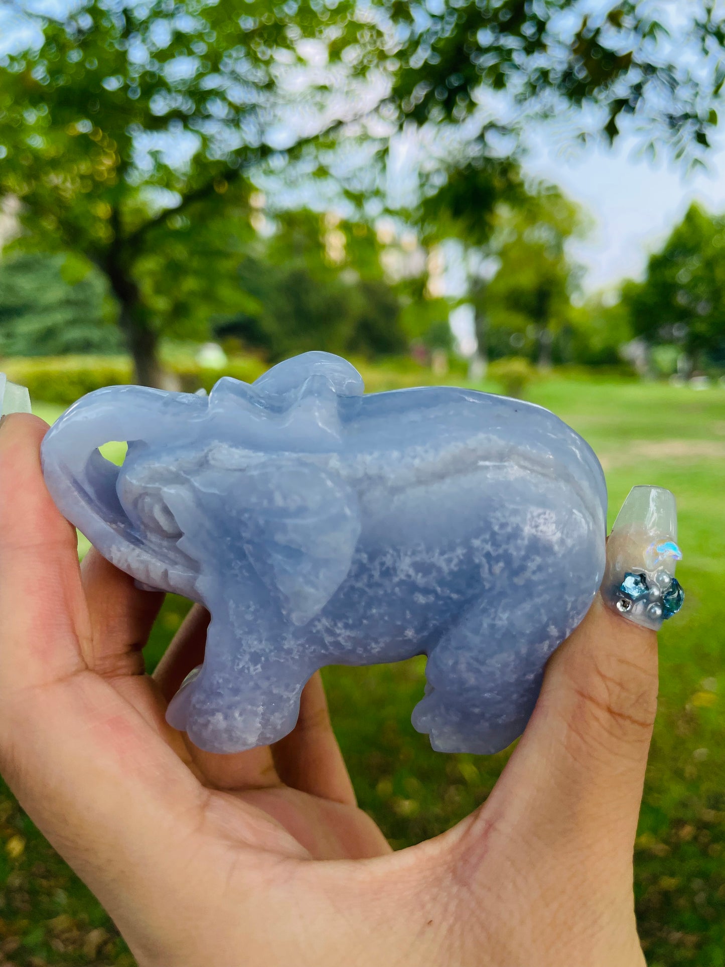 crystal---bluelace agate elephant