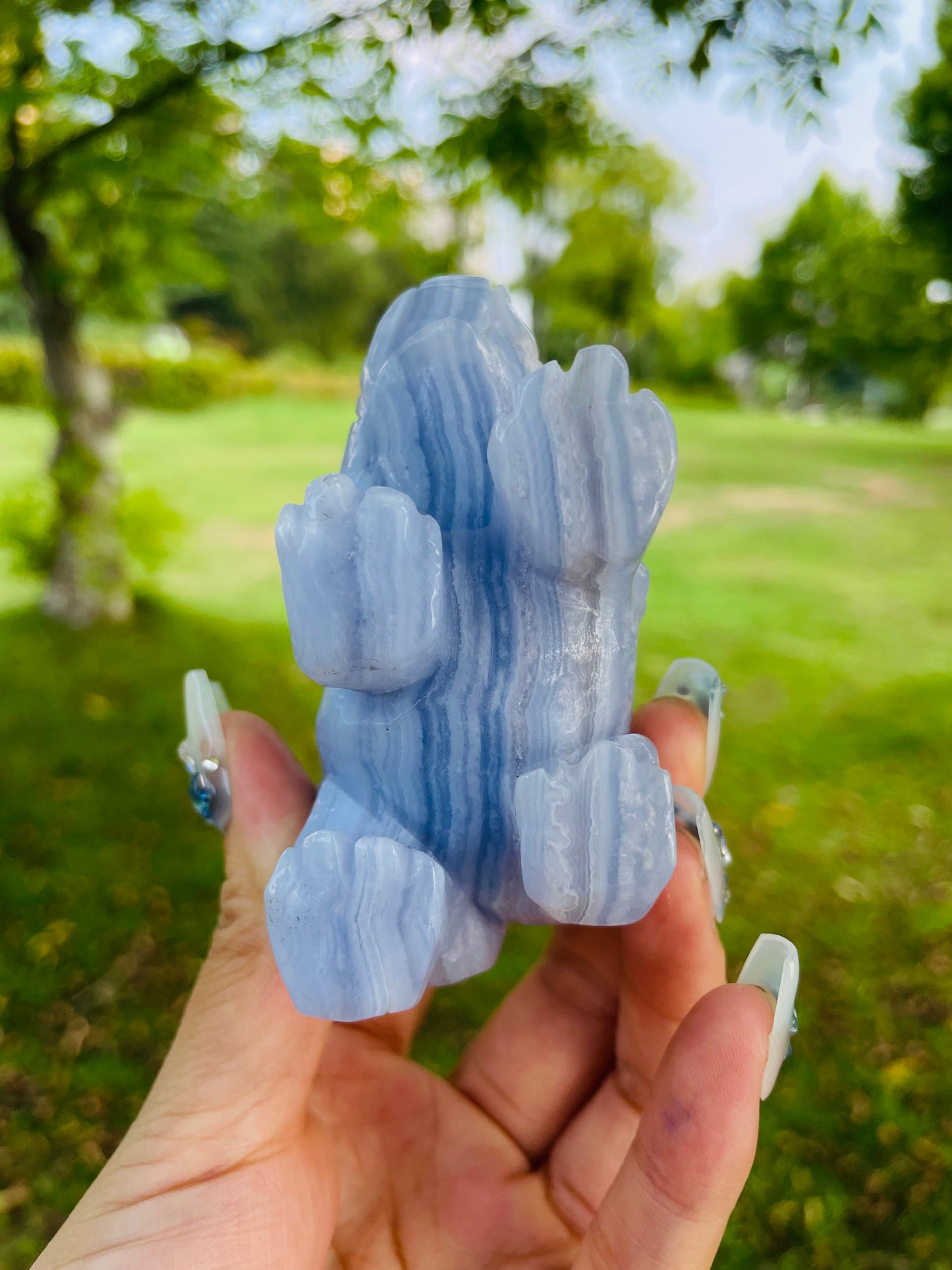 crystal---bluelace agate elephant