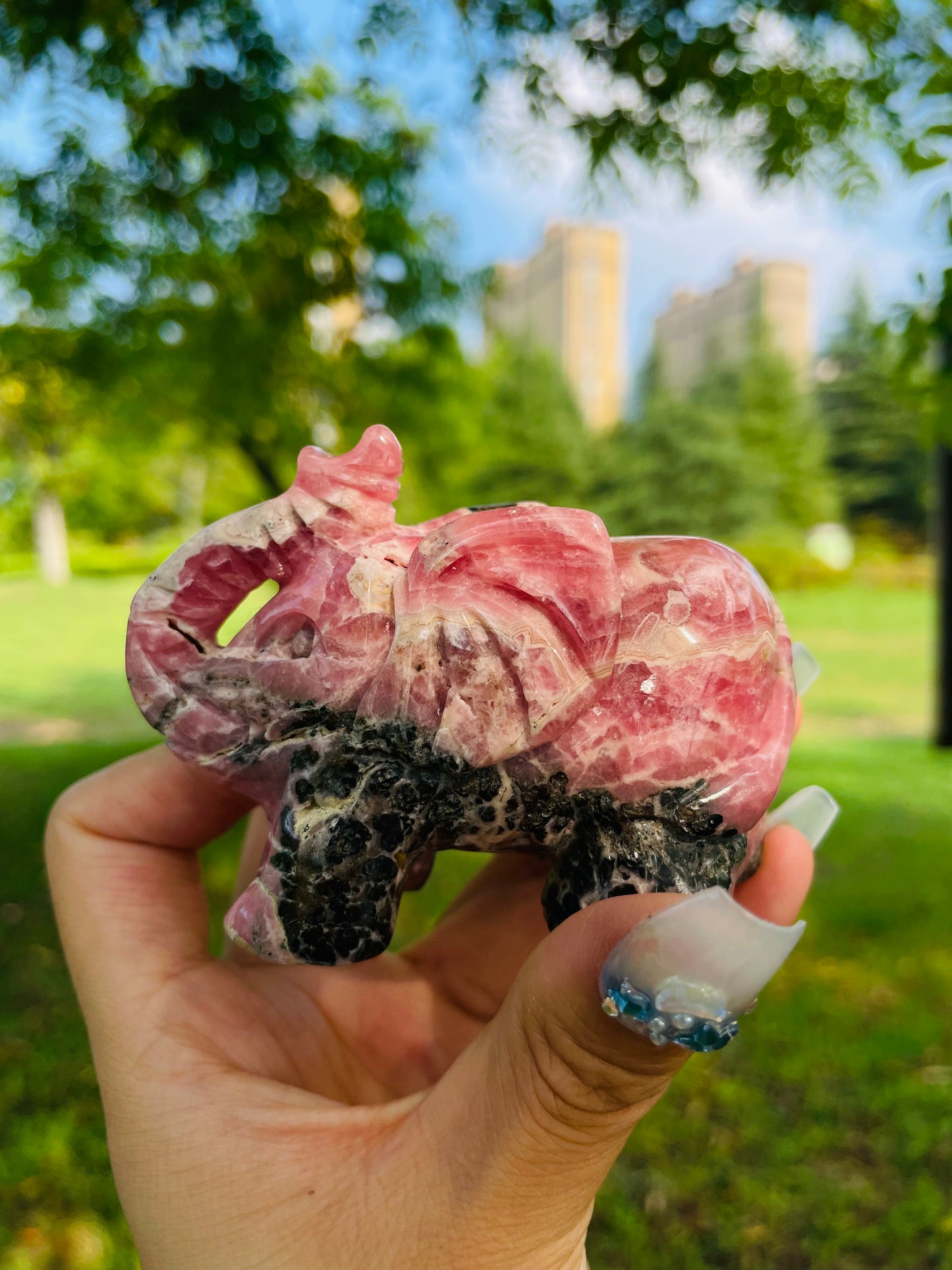 crystal---rhodochrosite  elephant