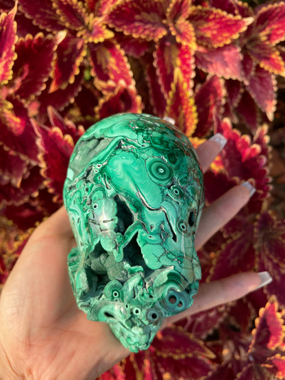 crystal---malachite druzy skull