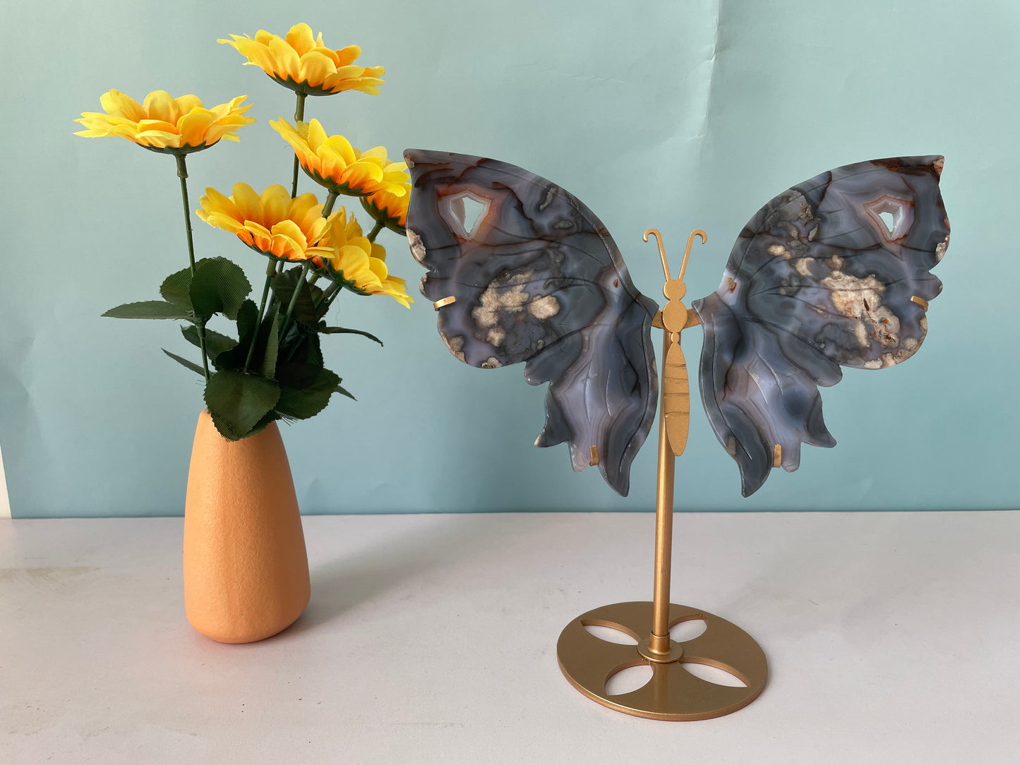 butterfly sculpture made of natural crystal