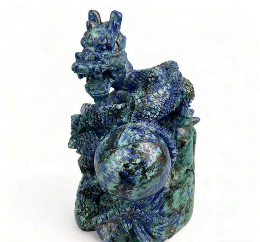 Chinese dragon-shaped carving piece made of natural crystal