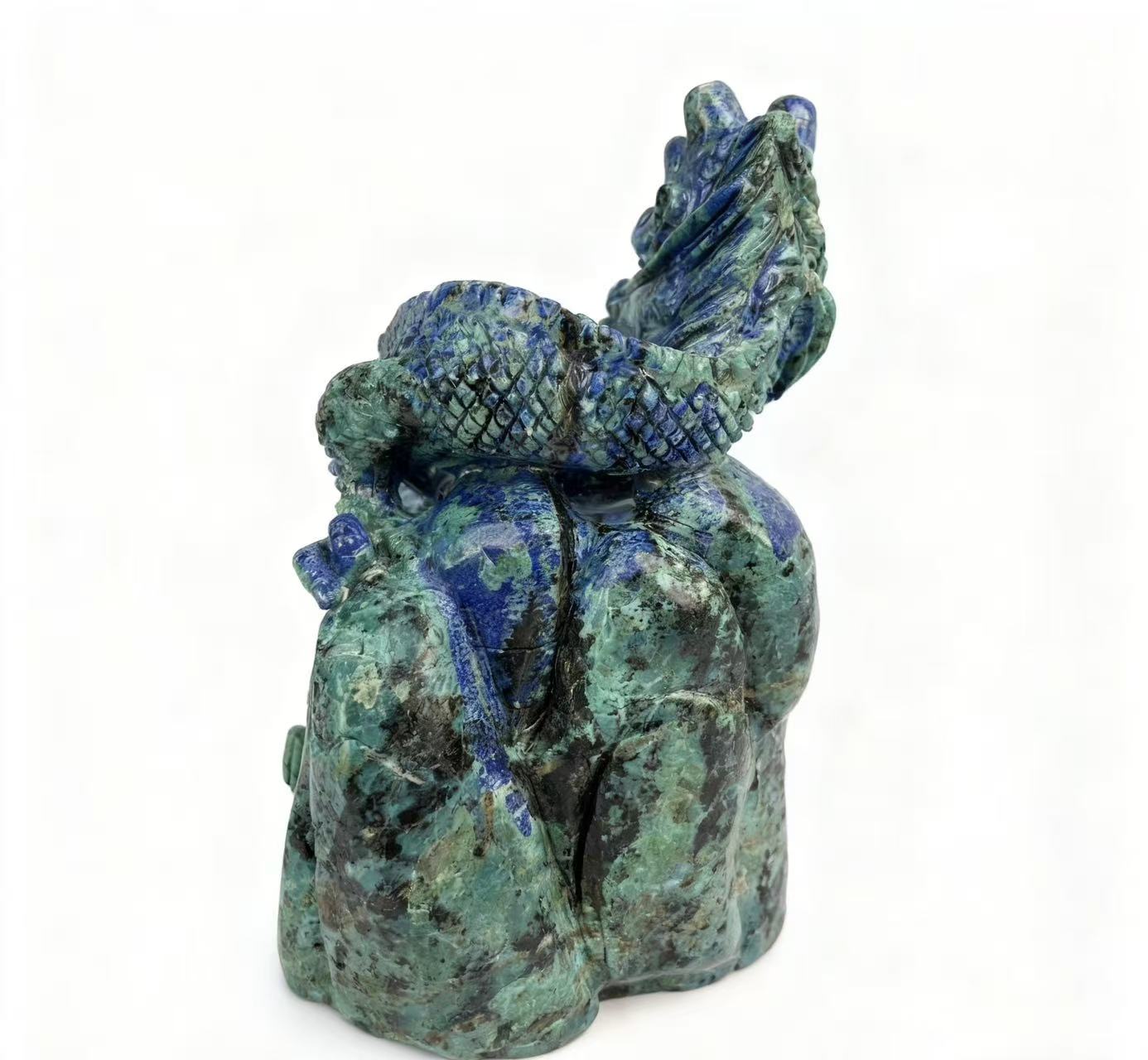 Chinese dragon-shaped carving piece made of natural crystal