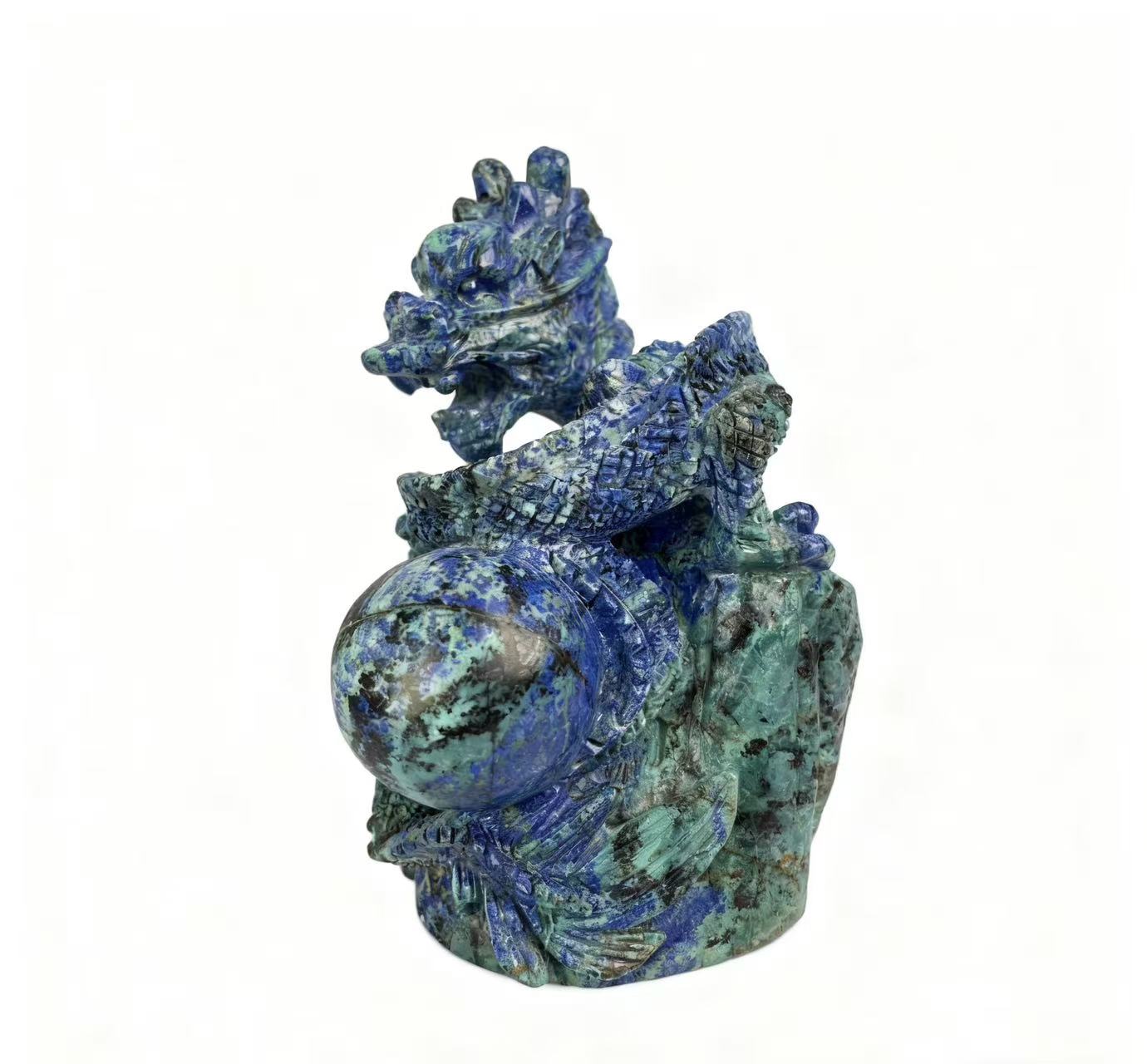 Chinese dragon-shaped carving piece made of natural crystal