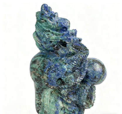 Chinese dragon-shaped carving piece made of natural crystal