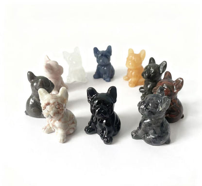 Different materials dog carving natural crystals.6cm
