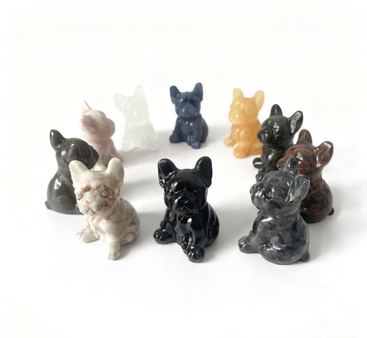 Different materials dog carving natural crystals.6cm