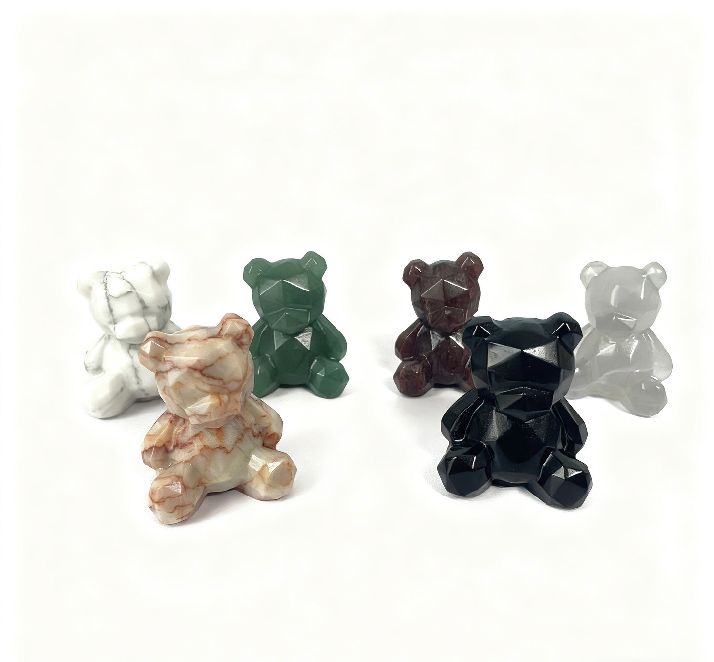 Different materials Sliced bear carving natural crystals.6cm