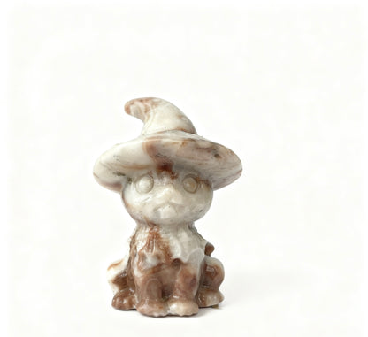 Different materials Witch cat carving natural crystals.6cm