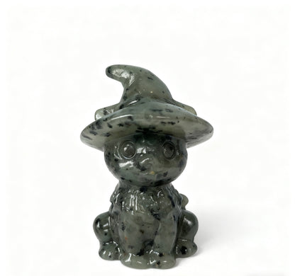 Different materials Witch cat carving natural crystals.6cm