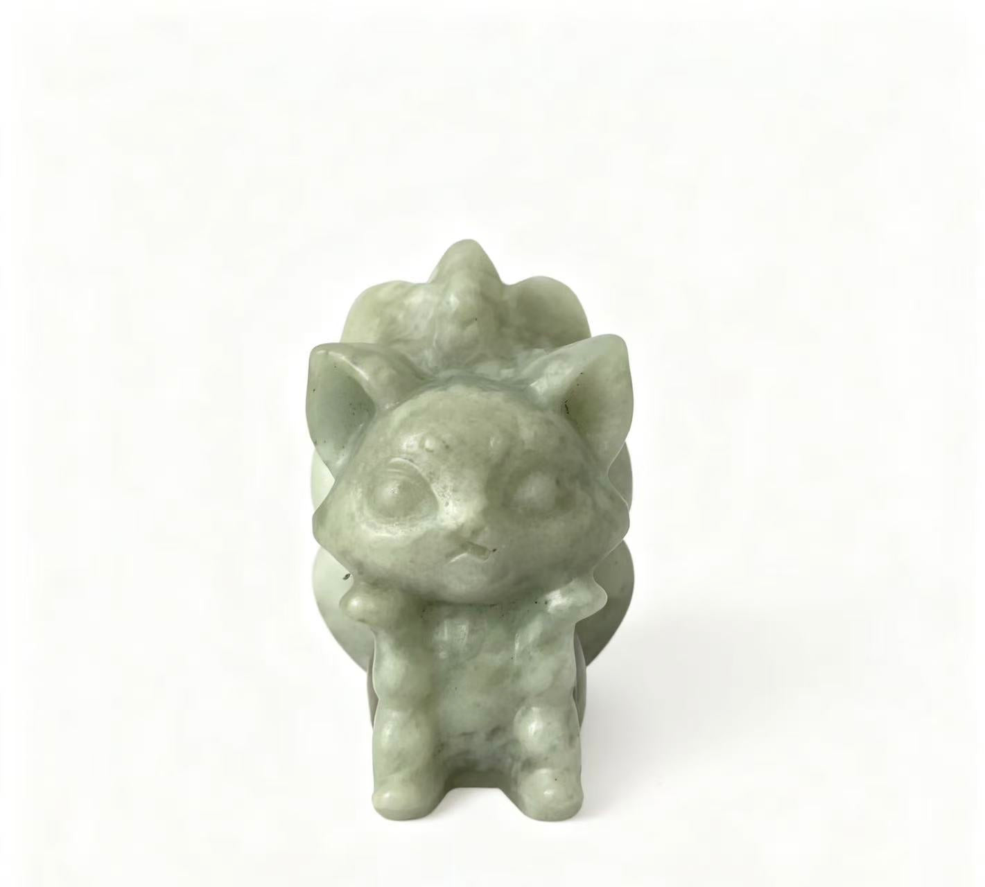 Natural Crystal Carvings of Nine-Tailed Foxes in Various Materials 6cm - Wisdom & Longevity Symbolism Home Decor Collectibles