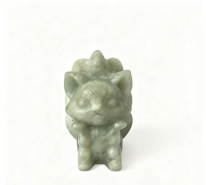 Natural Crystal Carvings of Nine-Tailed Foxes in Various Materials 6cm - Wisdom & Longevity Symbolism Home Decor Collectibles