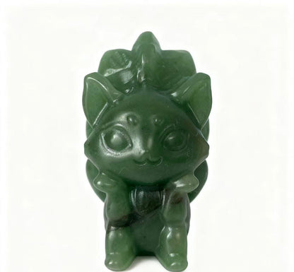 Natural Crystal Carvings of Nine-Tailed Foxes in Various Materials 6cm - Wisdom & Longevity Symbolism Home Decor Collectibles