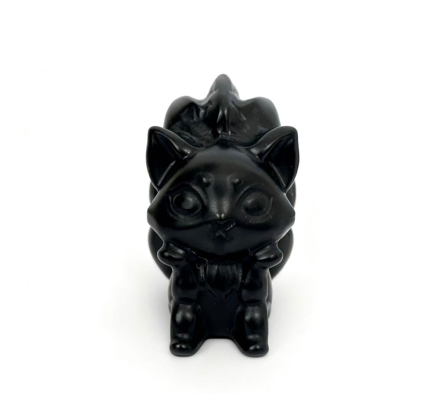 Natural Crystal Carvings of Nine-Tailed Foxes in Various Materials 6cm - Wisdom & Longevity Symbolism Home Decor Collectibles