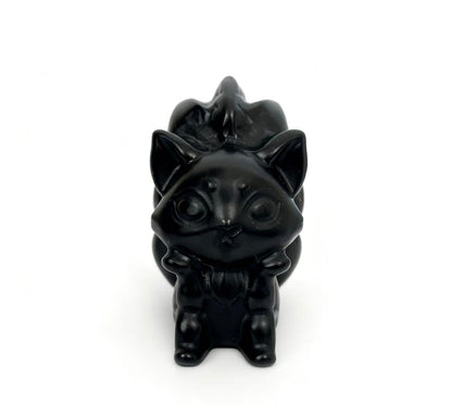 Natural Crystal Carvings of Nine-Tailed Foxes in Various Materials 6cm - Wisdom & Longevity Symbolism Home Decor Collectibles