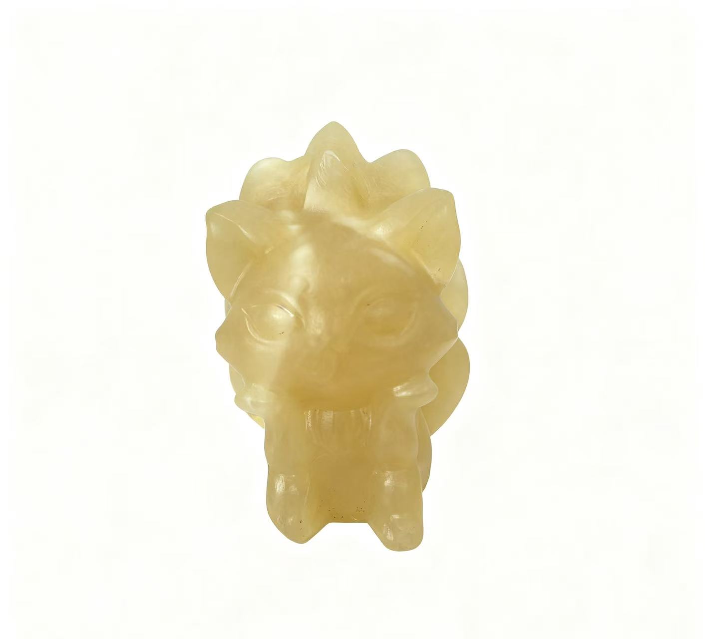 Natural Crystal Carvings of Nine-Tailed Foxes in Various Materials 6cm - Wisdom & Longevity Symbolism Home Decor Collectibles