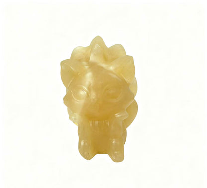 Natural Crystal Carvings of Nine-Tailed Foxes in Various Materials 6cm - Wisdom & Longevity Symbolism Home Decor Collectibles