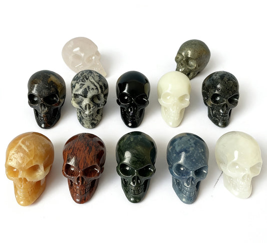 Colorful Carved Crystal Skulls Super Realistic for Crystal Healing and Decor in Assorted Gemstone Finishes