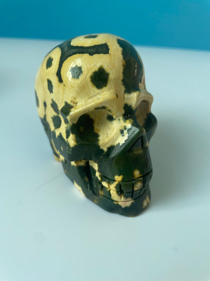 Skeleton crystal carvings of different colors and sizes