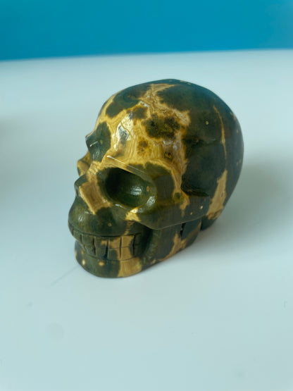 Skeleton crystal carvings of different colors and sizes