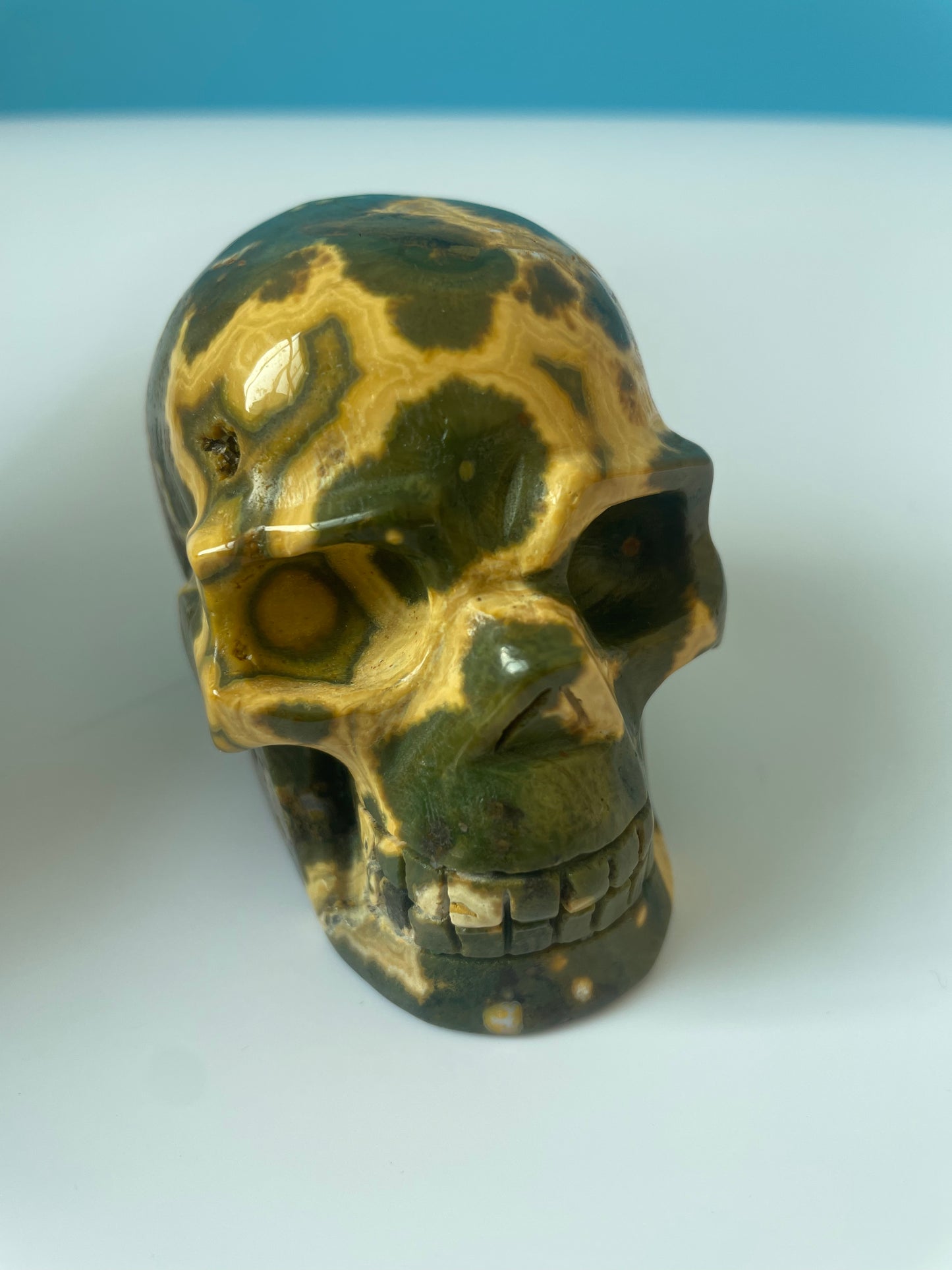 Skeleton crystal carvings of different colors and sizes