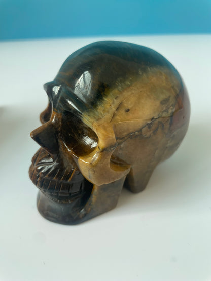 Skeleton crystal carvings of different colors and sizes