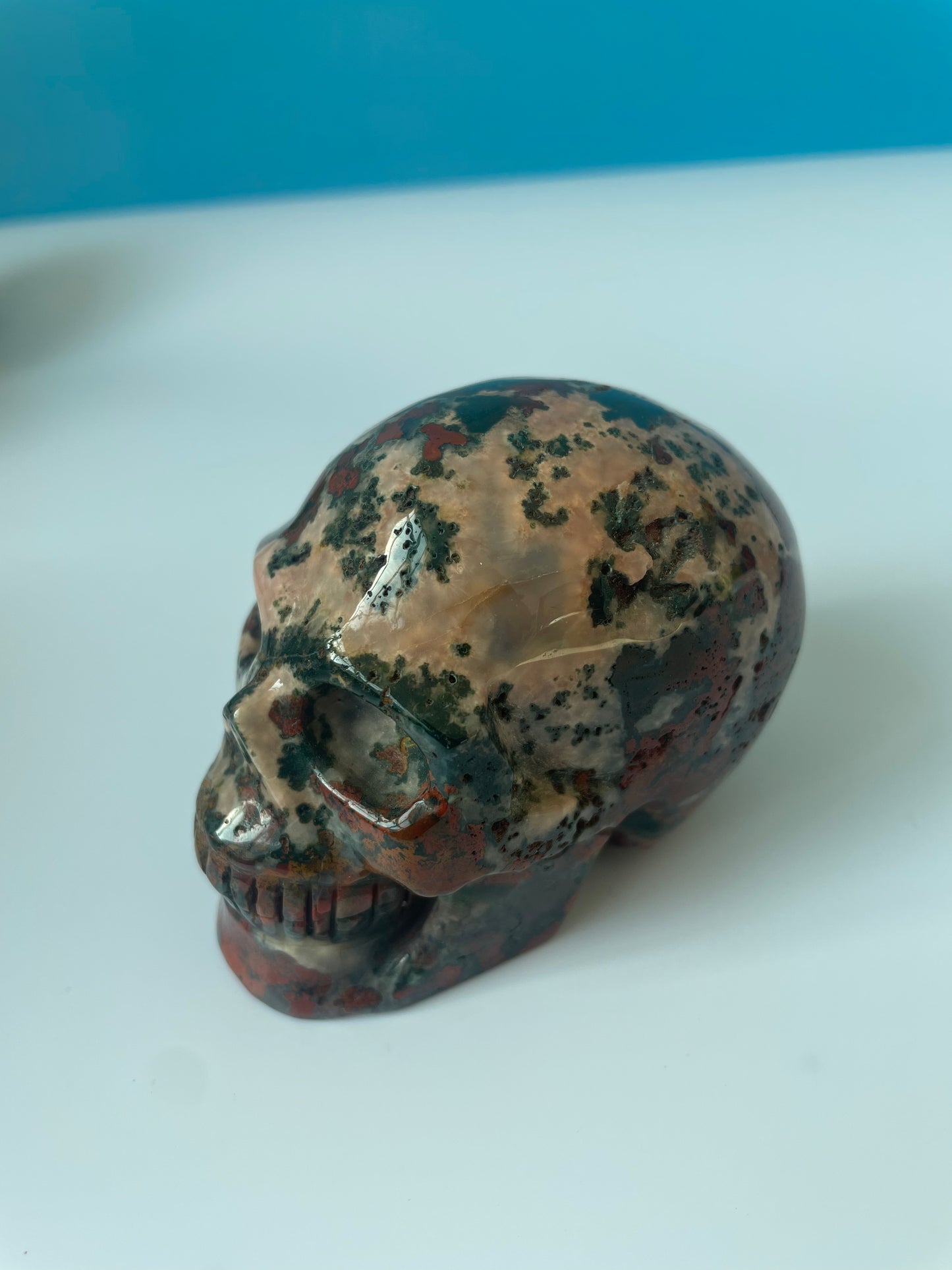 Skeleton crystal carvings of different colors and sizes