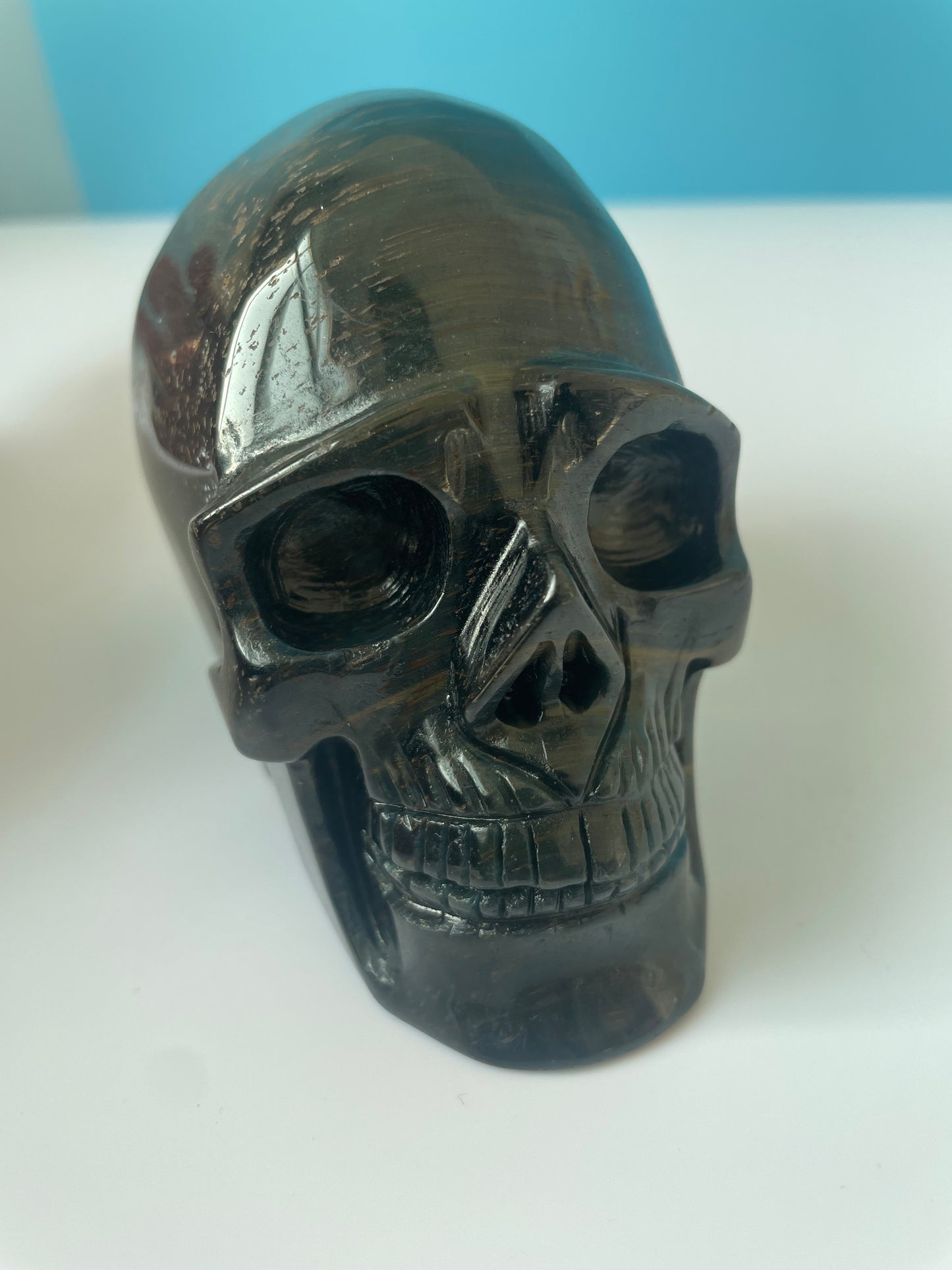 Skeleton crystal carvings of different colors and sizes