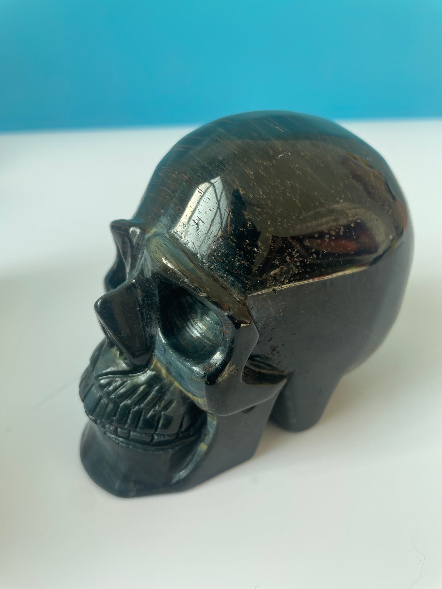 Skeleton crystal carvings of different colors and sizes