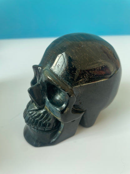 Skeleton crystal carvings of different colors and sizes