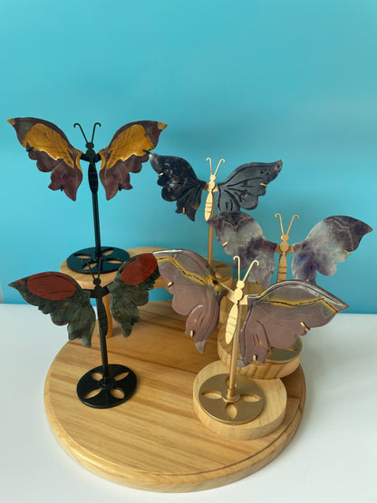 Medium Size Butterfly Wings with Stand 15cm Natural Crystals Unique Design for Display or Decor