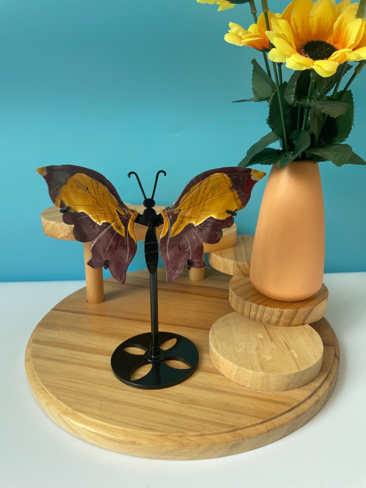 Medium Size Butterfly Wings with Stand 15cm Natural Crystals Unique Design for Display or Decor