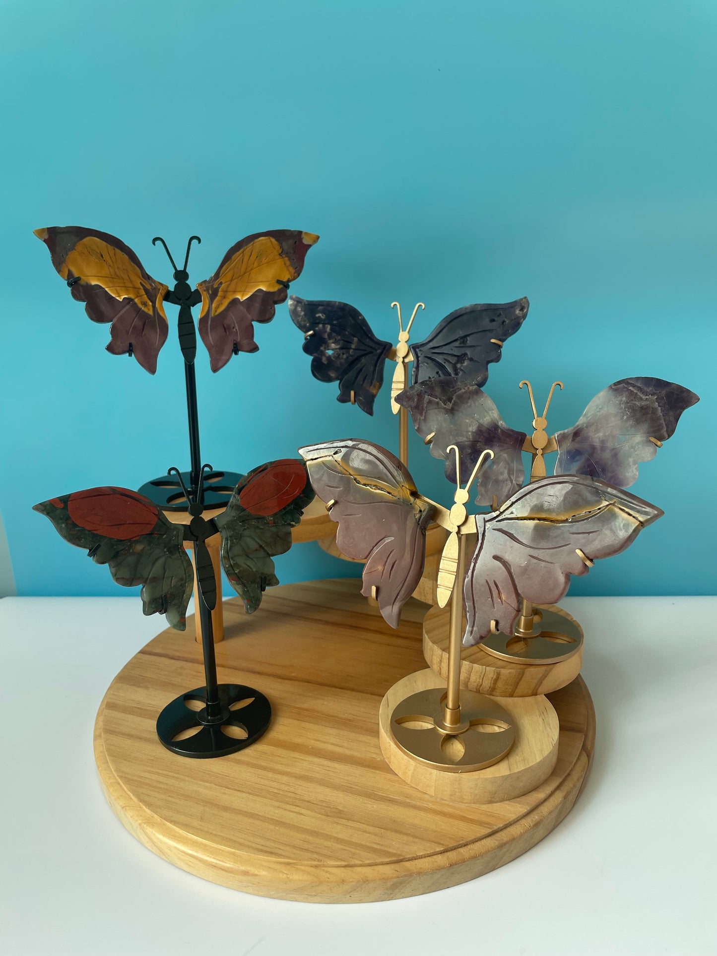 Medium Size Butterfly Wings with Stand 15cm Natural Crystals Unique Design for Display or Decor