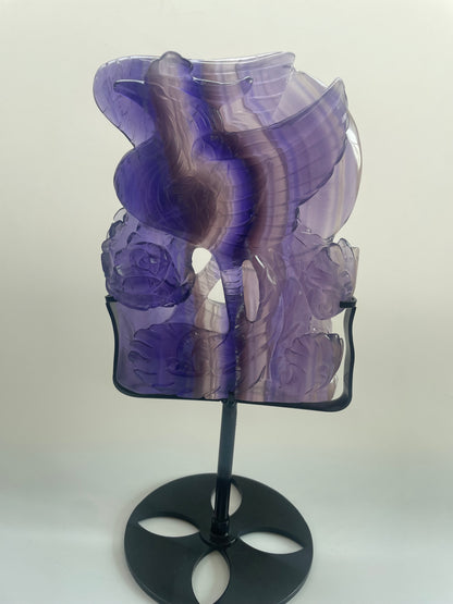 Phoenix Crystal Carving Figurine Handcrafted from Blue-Purple Fluorite Natural Stone Collectible Item for Enthusiasts