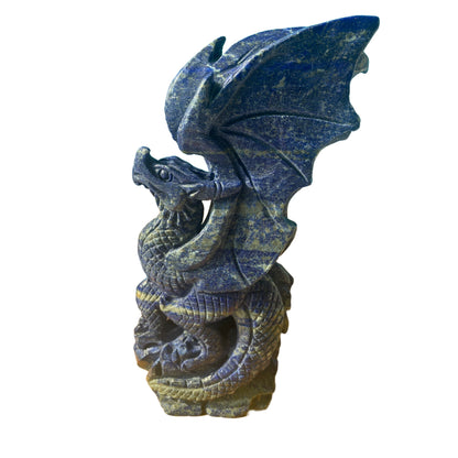 crystal figurine of a flying dragon made of lapis lazuli
