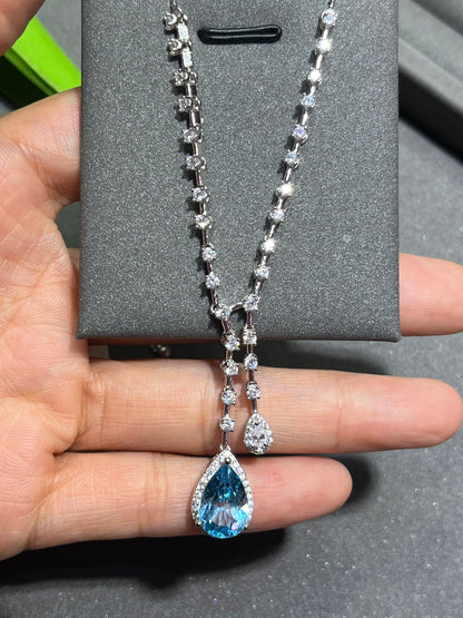 S925 designer Swiss blue topaz necklaces