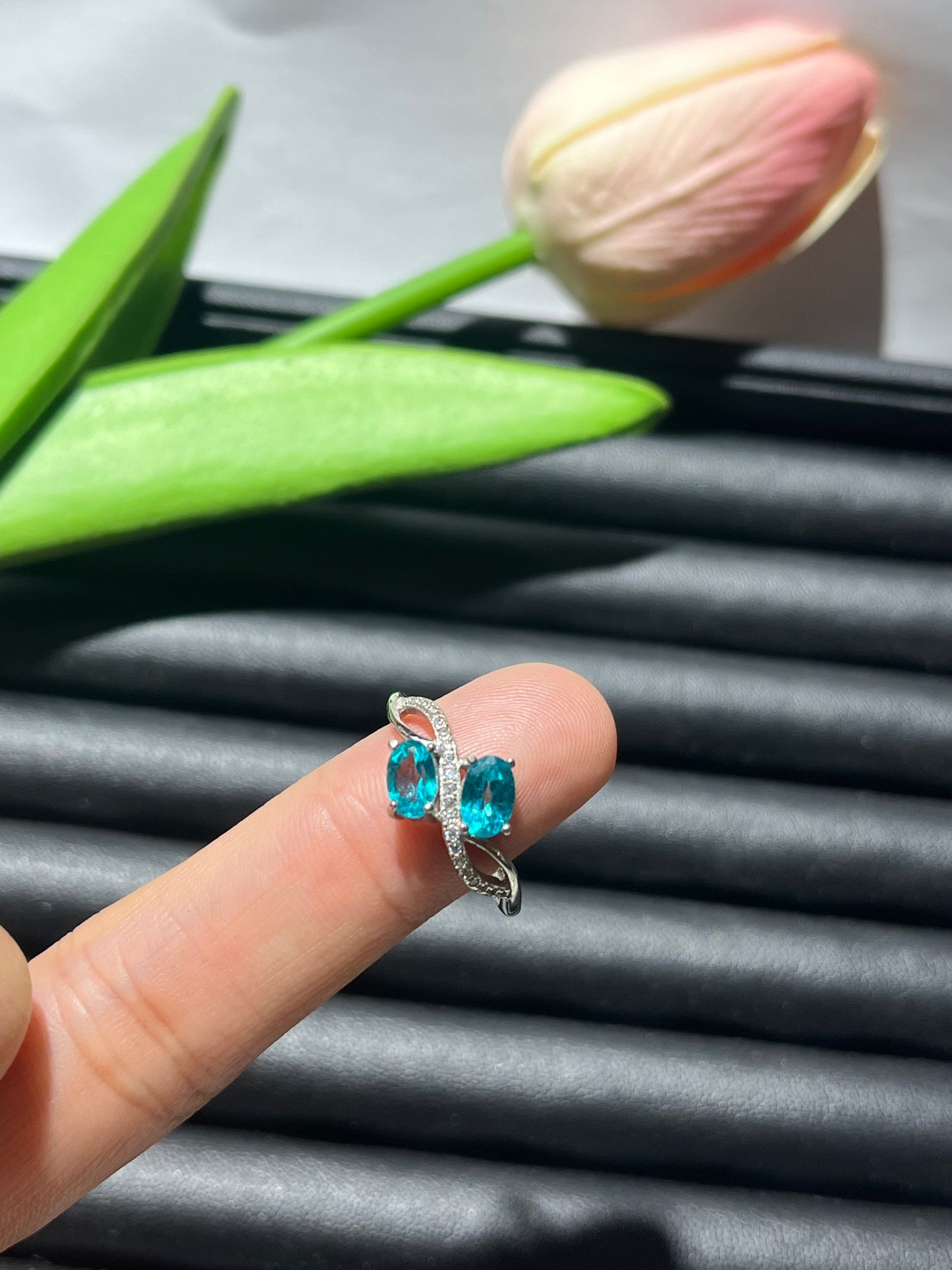 S925:Paraiba Topa Rings