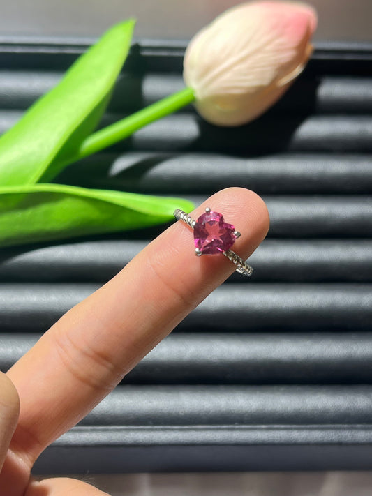 S925:Heart Pink Topaz rings