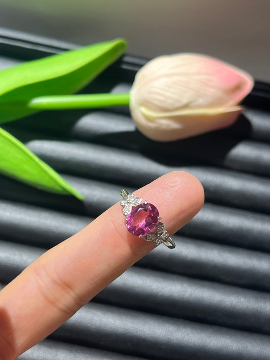 S925:Oval Pink Topaz rings