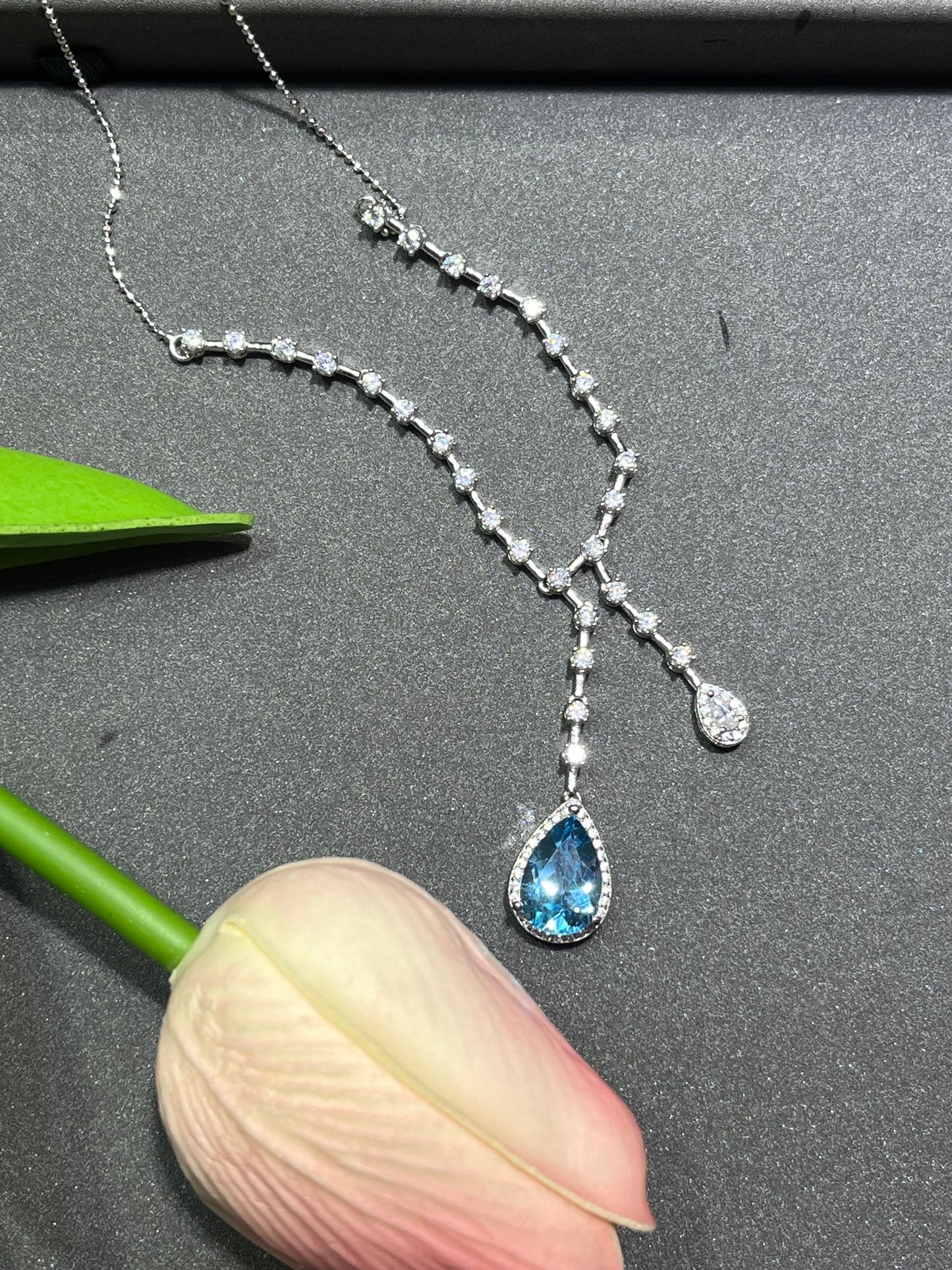 S925 designer Swiss blue topaz necklaces