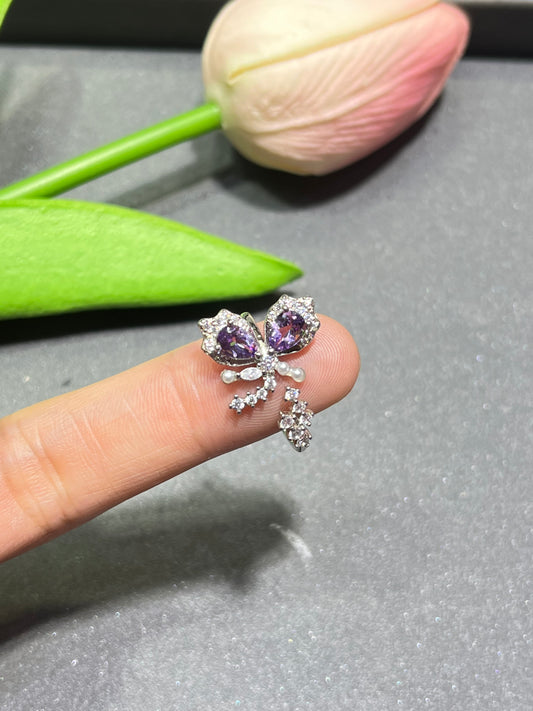 S925 butterfly amethyst rings