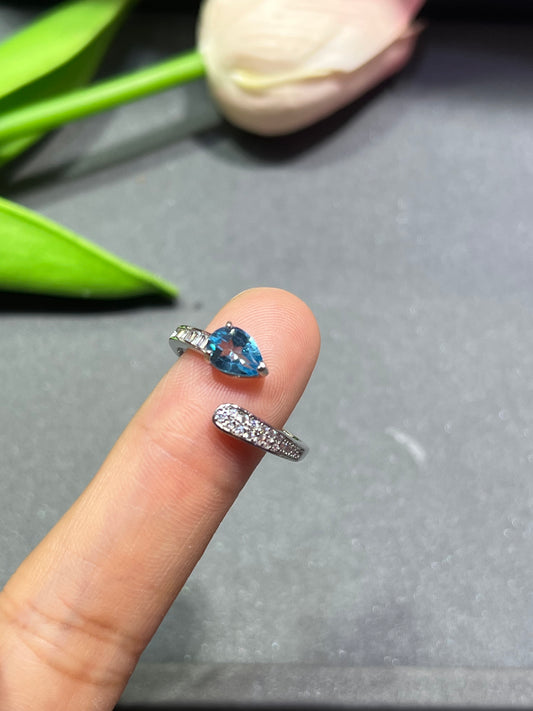 S925 snake Swiss blue topaz rings